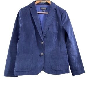 Talbots Women's Corduroy Button Front Pocket Blazer/Jacket Size 10 Navy Blue